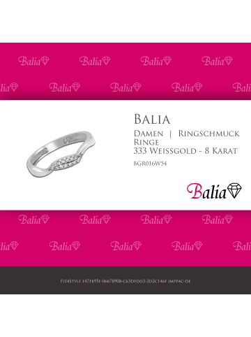 BALIA 333 Weißgold - 8 Karat Damen Ringe Welle weißgold Fingerring 54 (17,2)