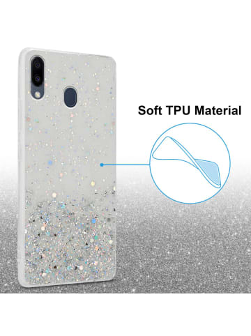 cadorabo Hülle für Samsung Galaxy M20 Glitter in Transparent mit Glitter