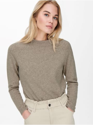 ONLY Einfarbiger Basic Strickpullover ONLRICA in Hellbraun