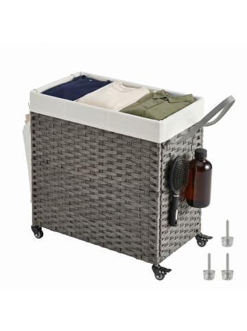 SONGMICS Wäschekorb Eliott in Grau - (B)33 x (H)66 x (T)66 cm