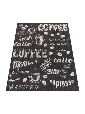 KADIMA DESIGN Teppich Kurzflor Schriftzug Wohnzimmer in Anthrazit