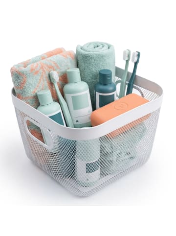 relaxdays Aufbewahrungskorb in Weiß - (B)24 x (H)17 x (T)24,5 cm