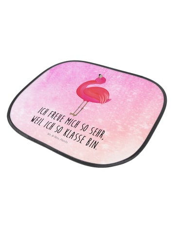 Mr. & Mrs. Panda Auto Sonnenblende Flamingo Stolz mit Spruch in Aquarell Pink