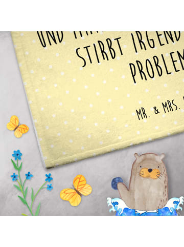Mr. & Mrs. Panda Gästehandtuch Eichhörnchen Blume mit Spruch in Gelb Pastell