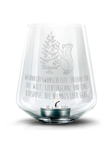 Mr. & Mrs. Panda Teelichthalter Pinguin Weihnachtsbaum mit Spruch in Transparent