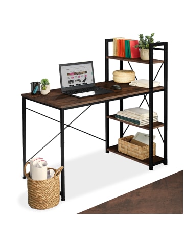 tectake Computer-Schreibtisch Hershey 122 x 61 x 120 cm, Industrial Holz dunkel, rustika