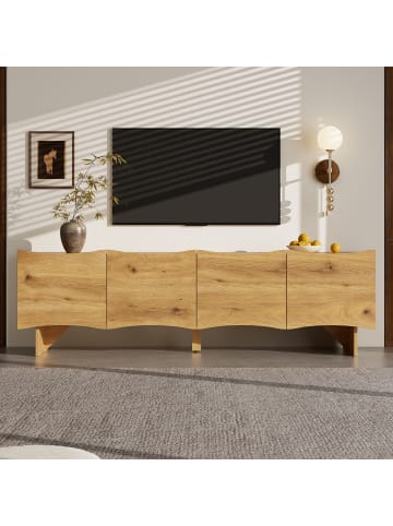 ABRIHOME TV-Schrank mit Stauraum und Kabeldurchführungen in Holzoptik, 155 cm