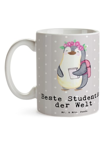 Mr. & Mrs. Panda Kaffeetasse Pinguin Beste Studentin der Welt mi... in Grau Pastell