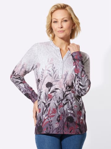 WITT WEIDEN Langarm-Shirt in grau-bordeaux-bedruckt