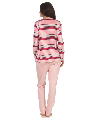 NORMANN Pyjama langarm Blockstreifen - 53501 in beere