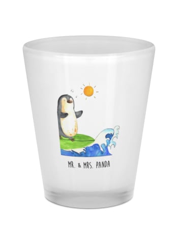 Mr. & Mrs. Panda Schnapsglas Pinguin Surfer ohne Spruch in Transparent