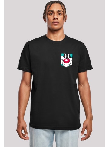 F4NT4STIC T-Shirt Looney Tunes Sylvester Face Faux Pocket in schwarz