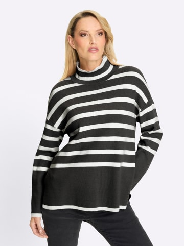Heine Pullover in schwarz-ecru-geringelt
