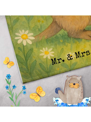 Mr. & Mrs. Panda Baumwollhandtuch Quokka Happy Design mit Spruch in Weiß