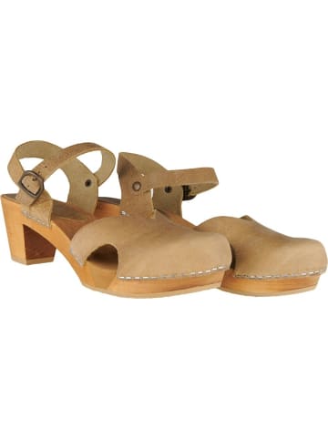 Sanita Comfortwear Clog "WOOD-MATRIX SQUARE FLEX SANDAL" in Beige
