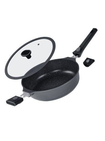 Stoneline Schmorpfanne 28 cm mit abnehmbarem Griff | mit Deckel in Anthrazit