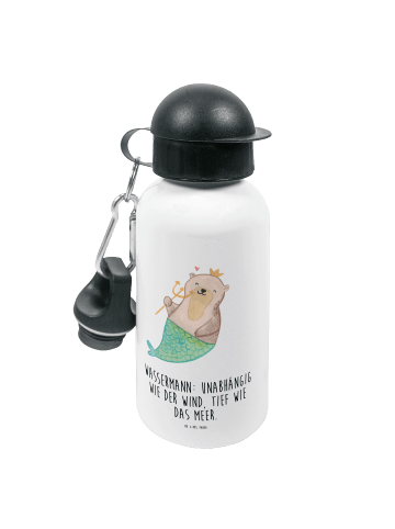 Mr. & Mrs. Panda Trinkflasche Wassermann Astrologie mit Spruch in Weiß