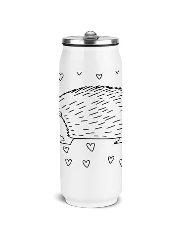 Mr. & Mrs. Panda Edelstahlflasche Igel Herzen ohne Spruch in Weiß