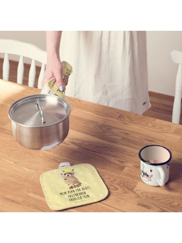 Mr. & Mrs. Panda Potholder Waschbär mit Spruch in Gelb Pastell