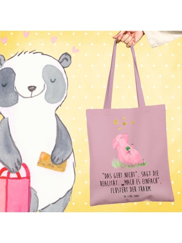Mr. & Mrs. Panda Strandtasche Schwein Glück mit Spruch in Rosa Pastell
