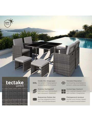 tectake Rattan-Gartenlounge für 4 bis 8 Personen, Inkl. Schutzhülle