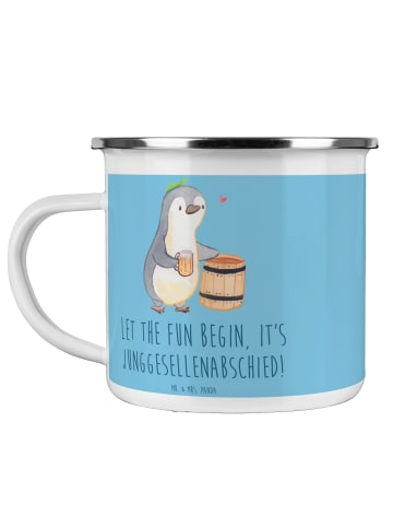 Mr. & Mrs. Panda Kaffeebecher Junggesellenabschied Spaß mit Spruch in Sky Blue