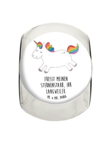 Mr. & Mrs. Panda Vorratsdose Glas Einhorn Happy mit Spruch in Weiß