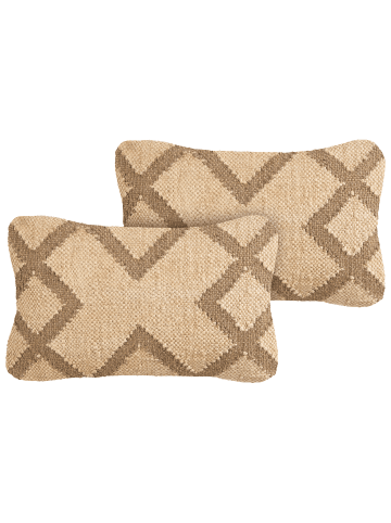 Beliani 2er-Set Dekokissen GOPI in Beige/Braun