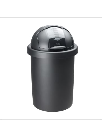 Rotho Roll Bob runder Mülleimer 30l mit Deckel, Kunststoff (PP) in Schwarz
