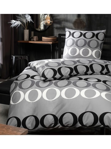 Janine Janine Satin Bettwäsche Palermo - Kreise, grau in grau