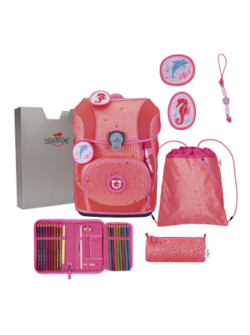 DerDieDas ErgoFlex Tiny Schulranzen-Set 8-teilig in Coral Reef
