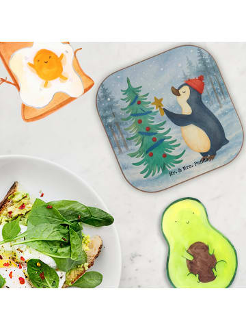 Mr. & Mrs. Panda Glasuntersetzer Pinguin Weihnachtsbaum Design o... in Weiß