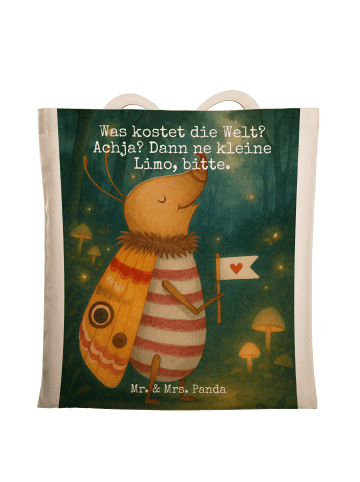 Mr. & Mrs. Panda Tragetasche Nachtfalter Fähnchen Design mit Spruch in Weiß