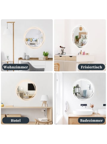 ZMH Badspiegel mit Beleuchtung in nickel Dimmbar IP44 mit Touch-Schalter Ø50cm