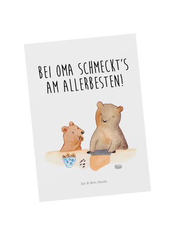 Mr. & Mrs. Panda Grußkarte Oma Backen mit Spruch in Weiß