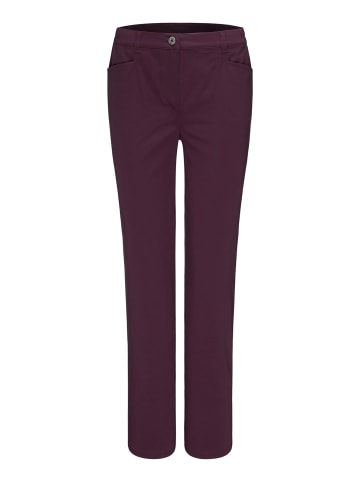 GOLDNER Kurzgröße:  Baumwollhose mit Dehnbund in aubergine