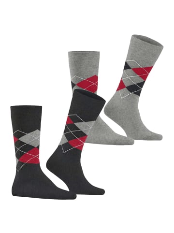 Burlington Socken 2er Pack in Schwarz/Grau/Rot
