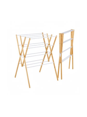 relaxdays Wäscheständer in Natur/ Weiß - (B)70 x (H)93 x (T)62 cm