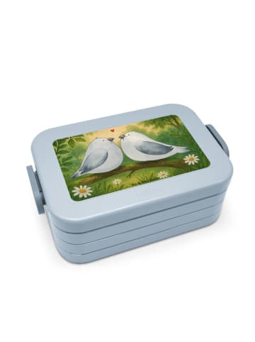 Mr. & Mrs. Panda Bentobox Turteltauben Liebe Design ohne Spruch in Blau Pastell