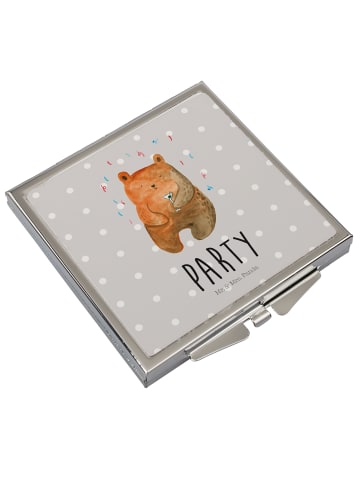 Mr. & Mrs. Panda Schminkspiegel Bär Party mit Spruch in Grau Pastell