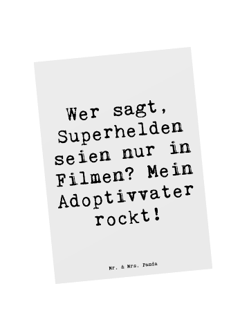Mr. & Mrs. Panda Postkarte Adoptivvater Superheld mit Spruch in Weiß