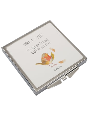 Mr. & Mrs. Panda Schminkspiegel Rotkehlchen Federn mit Spruch in Weiß