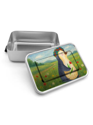Mr. & Mrs. Panda Snackbox Pinguin Blumen Design ohne Spruch in Weiß