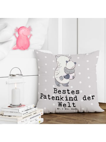 Mr. & Mrs. Panda Kopfkissen Panda Bestes Patenkind der Welt mit ... in Grau Pastell