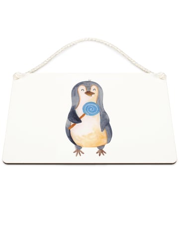 Mr. & Mrs. Panda Holzschild Pinguin Lolli ohne Spruch in Weiß