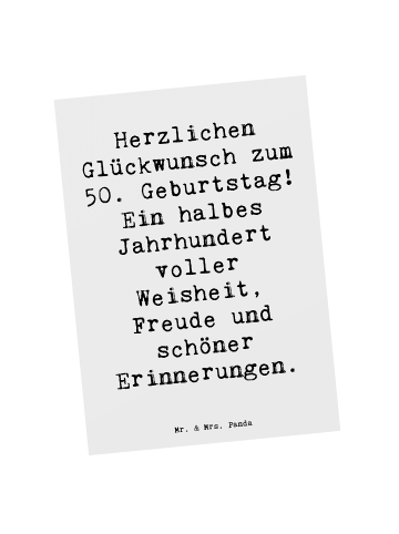 Mr. & Mrs. Panda Postkarte Spruch 50. Geburtstag mit Spruch in Weiß