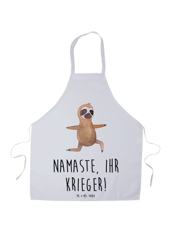 Mr. & Mrs. Panda Kochschürze Faultier Yoga mit Spruch in Weiß