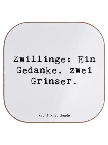 Mr. & Mrs. Panda Untersetzer Zwillingsgeschwister Grinser mit Sp... in Weiß