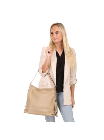 Toscanto Leder Schultertasche Toscanto Tasche taupe, beige ca. 40cm