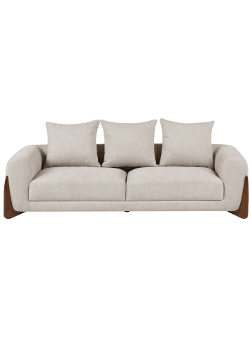 Beliani 3-Sitzer Sofa VINLIDEN in Beige/Braun - (W) 217 x (H) 62 x (L) 87 cm